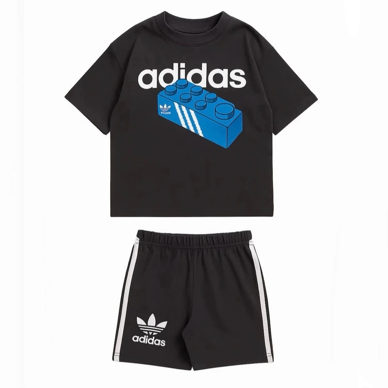 ست تی شرت آستین کوتاه و شلوارک راحتی پسرانه مدل ADIDAS لگو